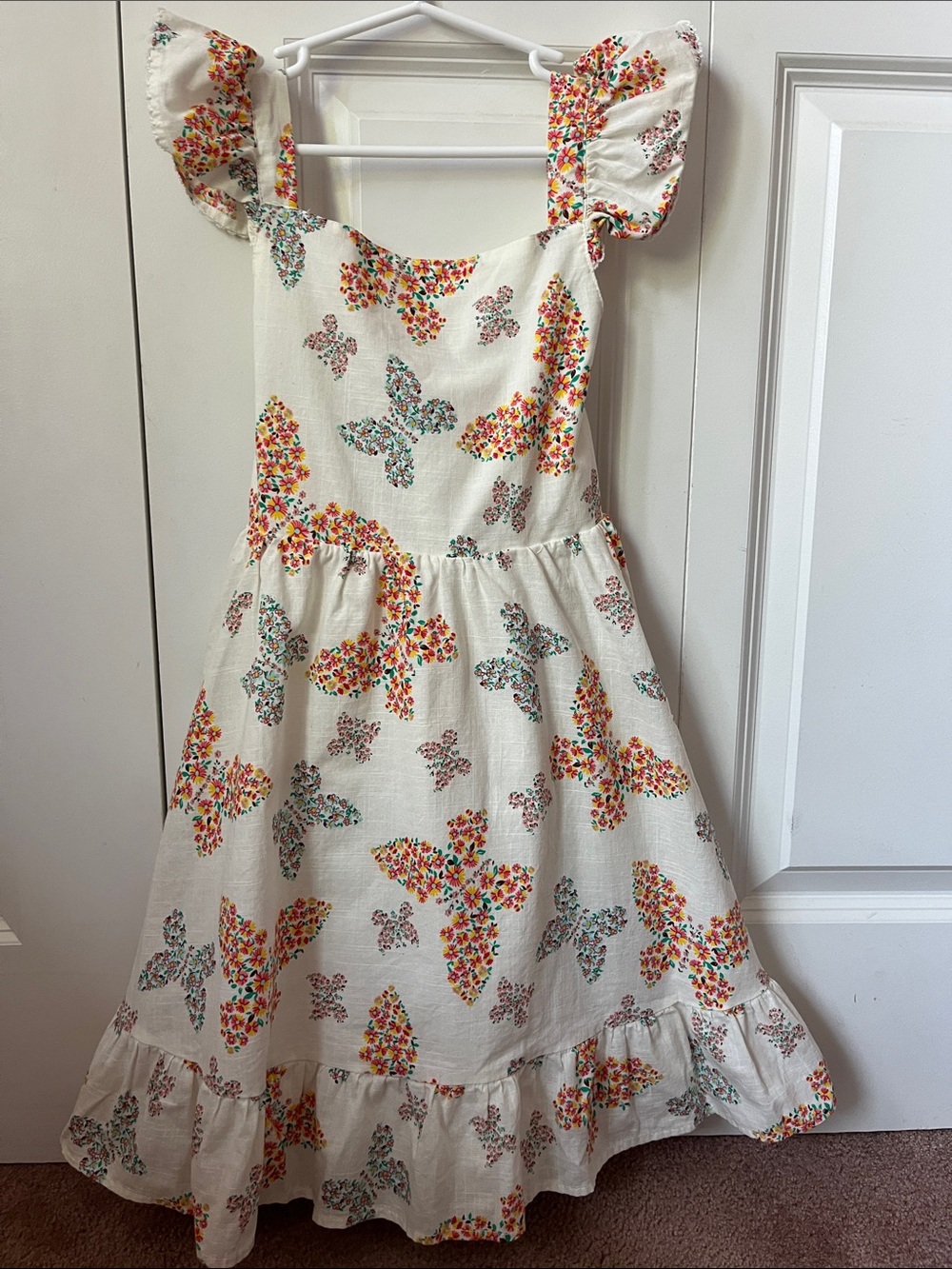 Haute Hippie Cream Sundress with Multicolor Butterfly Print